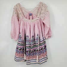 NWT Urban Outfitters Kimchi Blue Little Lies Pink Crochet Boho Festival Dress XS