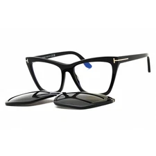 Tom Ford Women's Eyeglasses Shiny Black Acetate Cat Eye Shape Frame FT5971-B 001