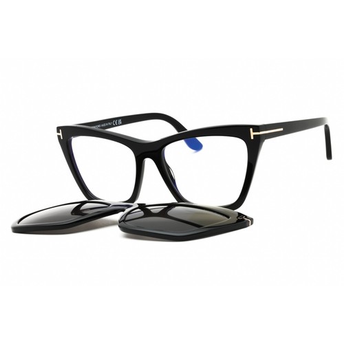 Tom Ford Women's Eyeglasses Shiny Black Acetate Cat Eye Shape Frame FT5971-B 001