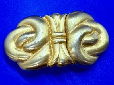 Ribbon Shaped Interlocking Two Piece Vintage Gold Tone 