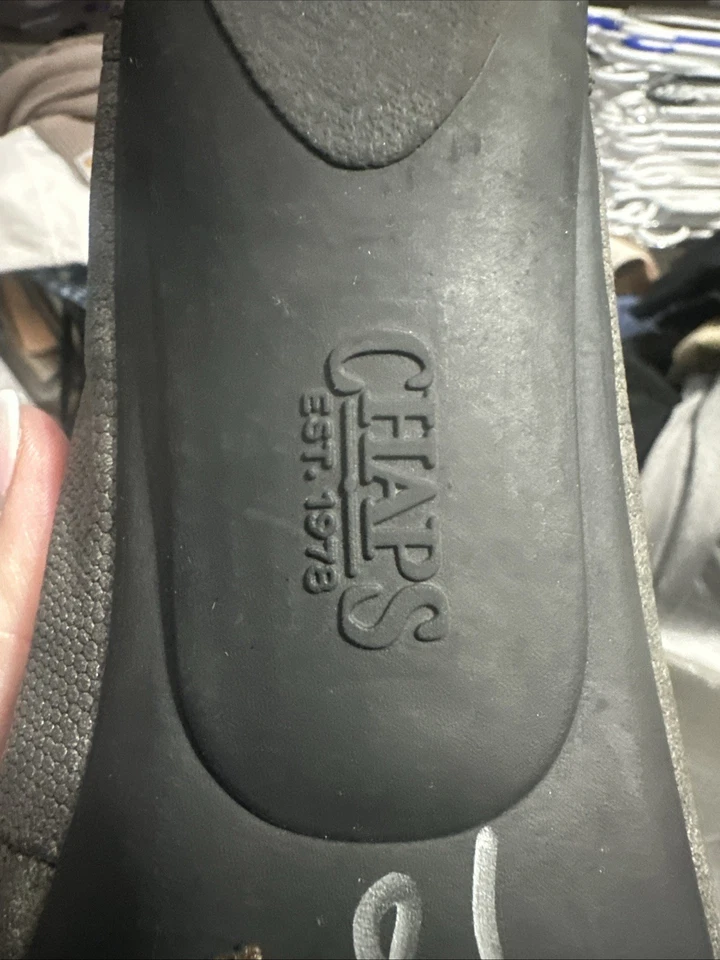 Sapatos femininos Chaps Ralph Lauren de couro liso cinza tamanho 10 - Imagem 3 de 4