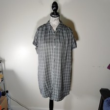Madewell Women's Size Large Black White Plaid Shirt Dress Button Up Excellent...