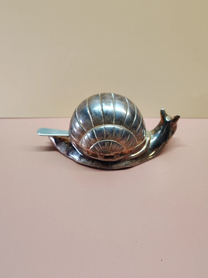 Vintage M.H. Hong Kong EP Aleación de Zinc Plateado Caracol Mantequilla Salero Foto 4 de 4