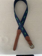 Preston Whale Belt Leather Navy Blue and Green Belt Made in New England