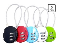 3-Digit Cable Luggage Locks Resettable Combination, Alloy Body Color Locks 5pack