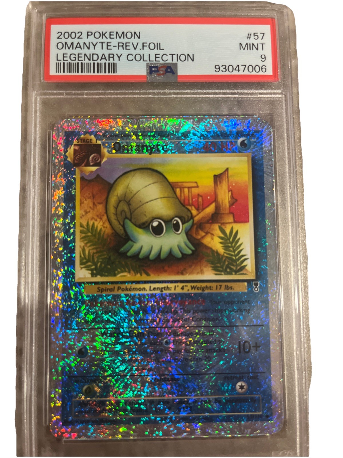 2002 Pokemon Legendary Collection Reverse Foil Omanyte 57/110 PSA 9 Mint