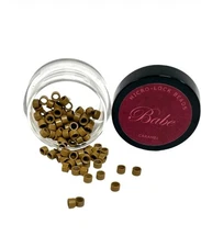 BABE BEADS * CARAMEL* Silicone Lined Micro Rings Crimp Beads I Tip Extension NIB