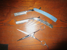 2 VTG WECK HAIR SHAPER RAZORS  1 PAIR OF DIANE SCISSORS SOLINGEN GERMANY
