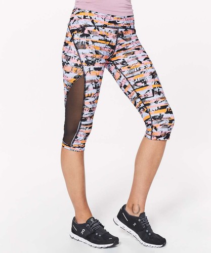 NWOT Lululemon Sun Runner Crop *17" Inversion Multi / Black | SIZE 4