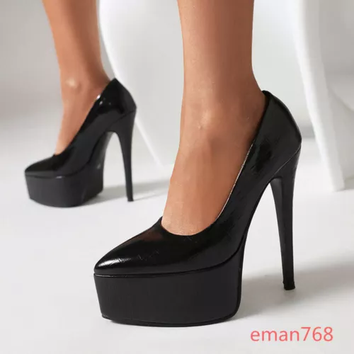 Fashion Women Platform High Heels Pumps PARTY Dress Shoes Stiletto Big Size 5-16 - Picture 15 of 23