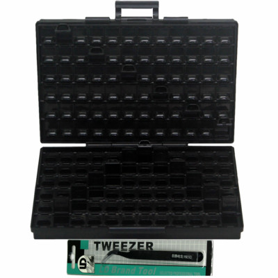 #ad AideTek BOX ALL enclosure w 144 compartments chip each lid ESD safe anti statics $40.37
