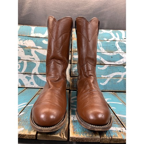 Justin 3404 Roper Cowboy Boots Men's 6.5D Brown Leather Western Classic Pull On - Picture 4 of 11