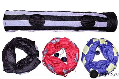 Collapsible Crinkle Cat Tunnel Cave with Toys Furniture Kitten Pet Rabbit Gerbil