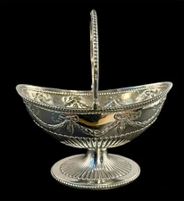 Elegant Victorian Silver Sugar Basket 1882