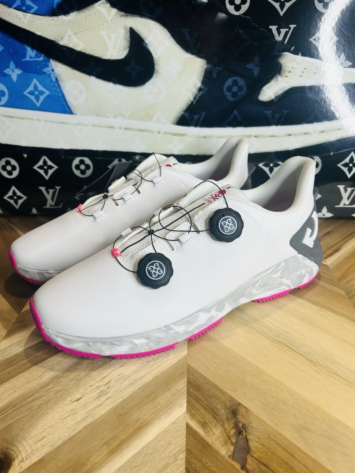 Chaussures de golf homme pointure 11,5 G/FORE G Drive G4MS22EF32 SNO gris neige/rose camouflage