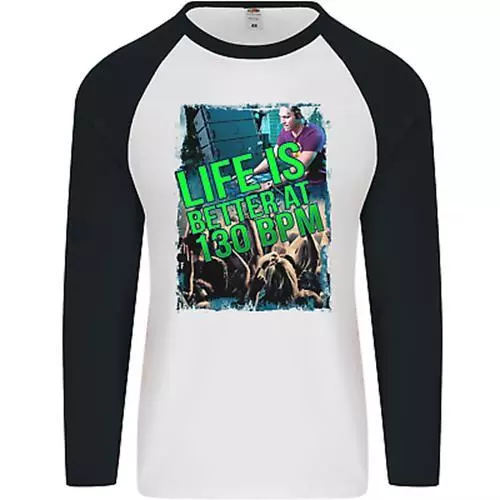 Life Is Better at 130 Bpm Dance Music DJ Mens L S Baseball T Shirt eBay