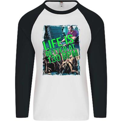 Life Is Better At 130 BPM Dance Music DJ Herren L/S Baseball Maglietta