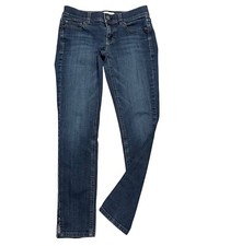 White House Black Market Noir Mid Rise Skinny Leg Slit Hem Ankle Jeans Size 2