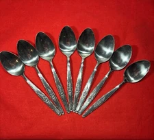 Set of 8 Stylecraft SYF2 Stainless Japan Oval Soup Spoons T&N Rose Satin Handle