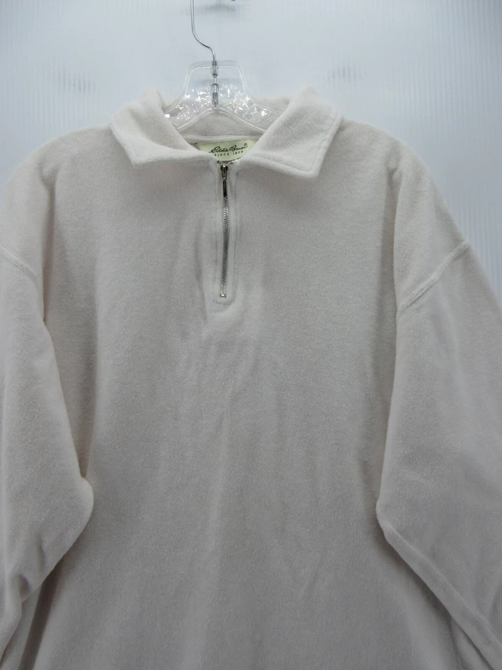 Sudadera DE COLECCIÓN Eddie Bauer Mujer Grande Blanca Terry Pullover 1/4 Cremallera Talla Grande Foto 2 de 4