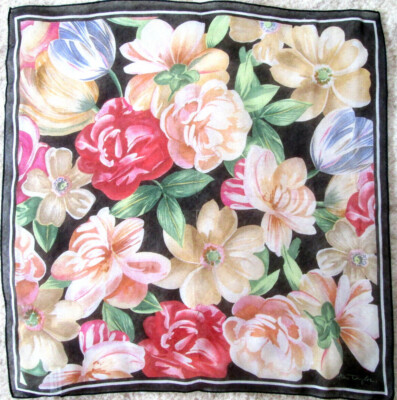 Foulard GAP 100% Soie Noir – Tour De Cou 43x43 Cm – Vintage