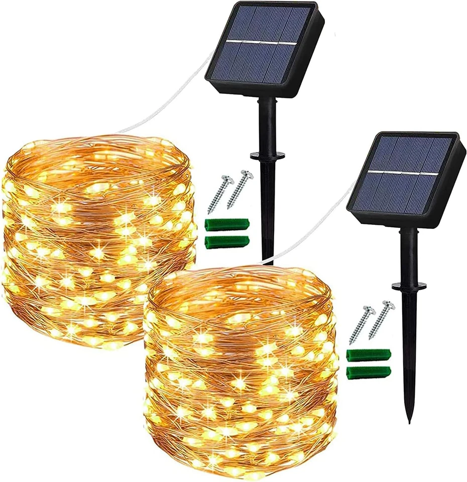 Product Image for Solar String Lights Outdoor - 2 Pack 120 LED Solar Garden Lights - Warm White