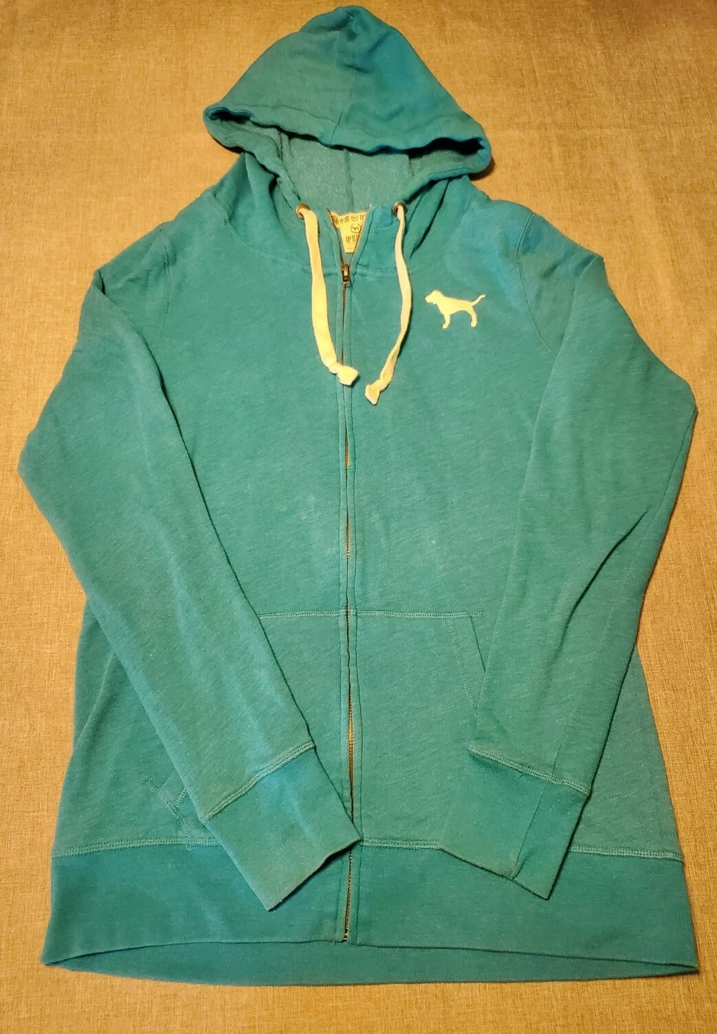 UNDERCOVER Felpa donna blu con cappuccio e zip nera Victoria Secret VS Love rosa Taglia M