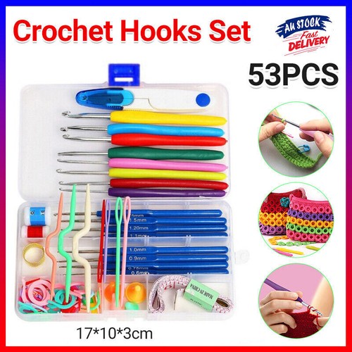 Knitting Needles Crochet Hooks Set Tools Kit Yarn Sewing Tools Grip With Box DIY - Picture 12 of 12
