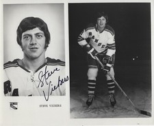 Steve Vickers Autographed Signed 8x10 RARE NY Rangers Press Photo NHL - w/COA