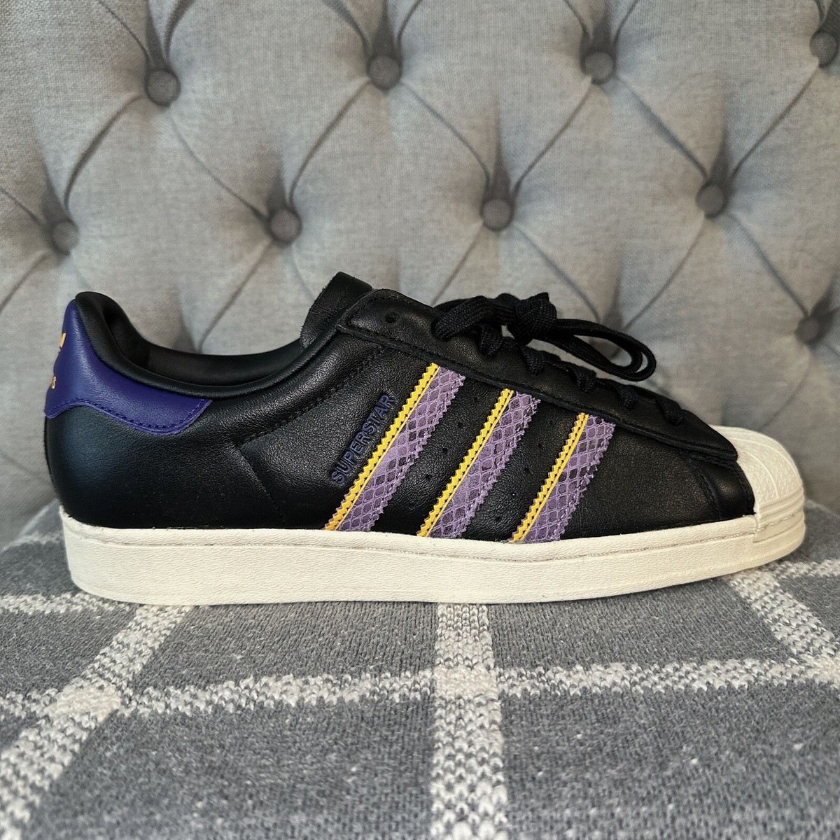 Adidas Superstar Shoes Men's Size Black Purple Athletic Casual