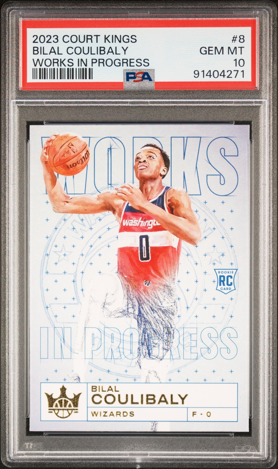 Bilal Coulibaly 2023 Court Kings Works In Progress #8 Wizards Rookie RC - PSA 10