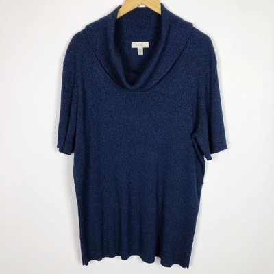 Dressbarn Womens Size 18 20 Blue Cowl Neck Short Sleeve Marled
