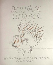 HORST JANSSEN Signierte Originalzeichnung in "Wettlauf Hase und Igel" 1973