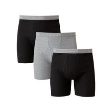 Hanes Men’s 3 Boxer Briefs – Black & Grey, Cool Comfort Cotton Underwear