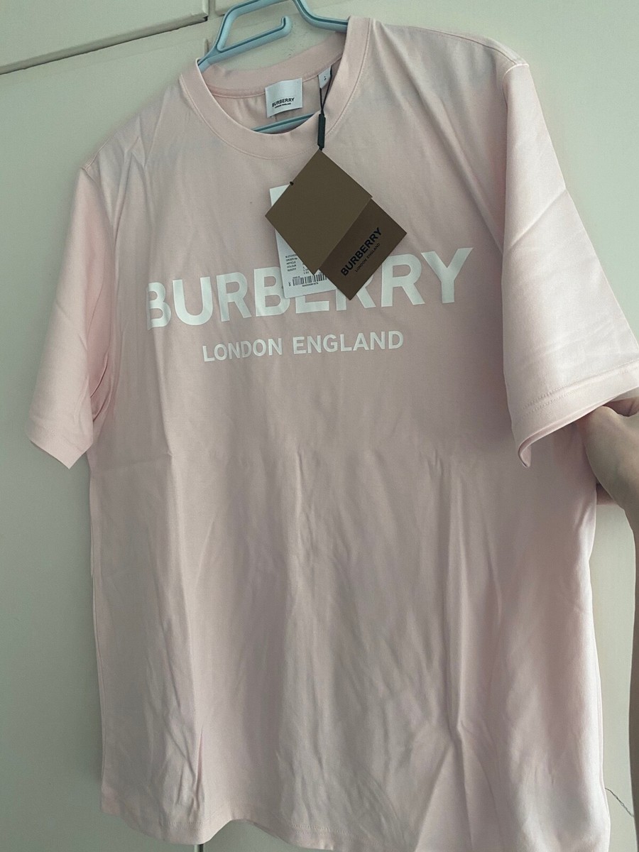 Burberry Logo Print Cotton T-shirt in Alabaster Pink | eBay