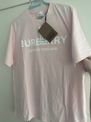 Burberry Logo Print Cotton T-shirt in Alabaster Pink | eBay
