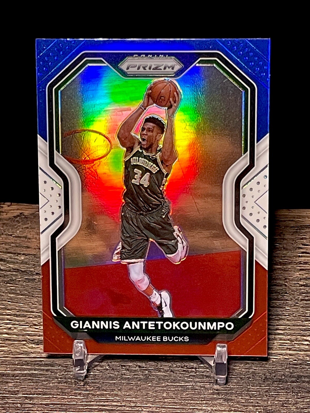 2020-21 Prizm Giannis Antetokounmpo Red White Blue Prizm #111 Bucks