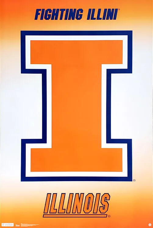 Rare University of Illinois FIGHTING ILLINI Official NCAA Team Logo 22x34  POSTER