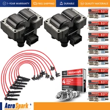 2X Ignition Coil & Wireset & 8X Motorcraft Spark Plug for Ford Mustang F-150