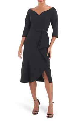 NEW KAY UNGER Izzy 3/4 SLEEVE Cocktail DRESS $278 SIZE 10 BLACK NORDSTROM |  eBay