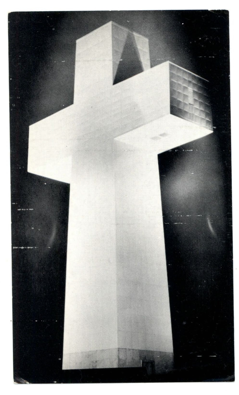 Makanda Illinois Cross of Peace night view on Bald Knob Mountain unused