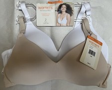 NWT WARNER'S ELEMENTS OF BLISS 1 WHITE 1 NUDE T-SHIRT BRA 04001X 38B 80