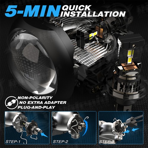 Pair H4 9003 HB2 Super Bright LED Headlight Bulb High Low Beam 6000K 10000LM - Foto 8 di 12