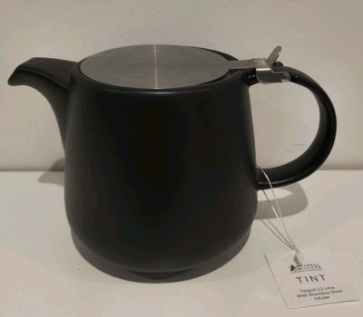 NEU Maxwell & Williams Teekanne Tönung Porzellan Edelstahl-Ei schwarz 1,2 l