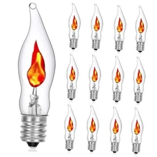 Halloween Flicker Flame Light Bulb, C18 Flame Candelabra Replacement Clear