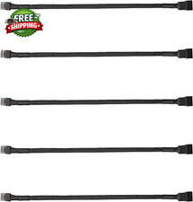 5 Pack 4 Pin PWM Fan Splitter Cable Sleeved Braided Adapter Computer PC Fan