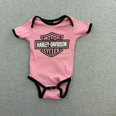 Harley-Davidson One Piece Girls 3-6 Months Pink Logo Short Sleeve Biker Baby