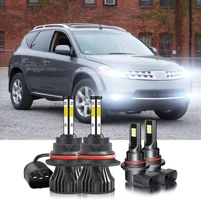 For Nissan Murano 2003-2008 6000K Combo 4X LED Headlights + Fog Lights Bulbs Kit