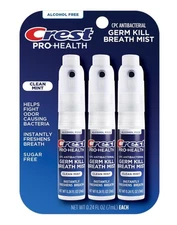 Crest ProHealth Germ Kill Breath Mist Clean Mint Spray 0.24 Fl Oz 3-pack New