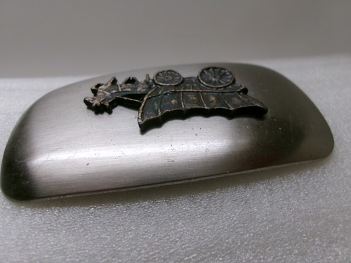 Vintage Covered Wagon Belt Buckle With Horses Two Tone Embossed Wagon Western - Picture 6 of 10